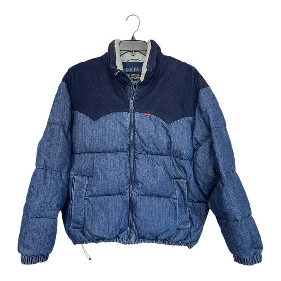 NWT Levi’s | Men’s Blue Denim Super Puffer Jacket Coat M - Picture 4 of 15